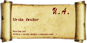 Urda Andor névjegykártya